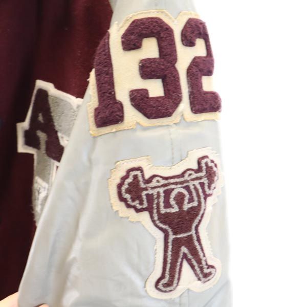 TEXAS テキサス メルトンウール100% レター ジャケット M えんじ系 メンズ