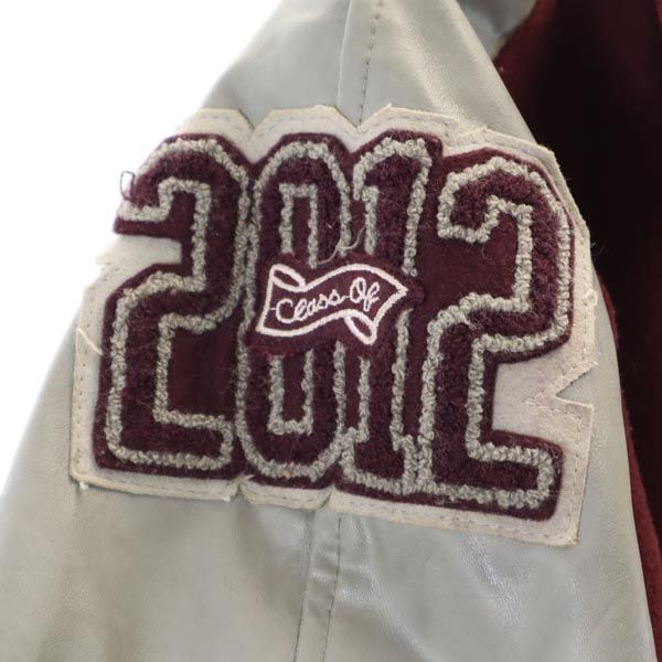 TEXAS テキサス メルトンウール100% レター ジャケット M えんじ系 メンズ