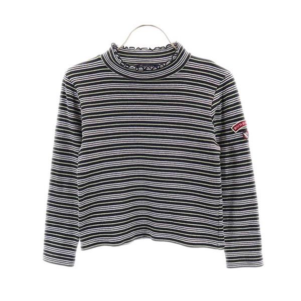 BURBERRY バーバリー 日本製 ボーダー 長袖 ニット 130 ブラック系 セーター キッズ