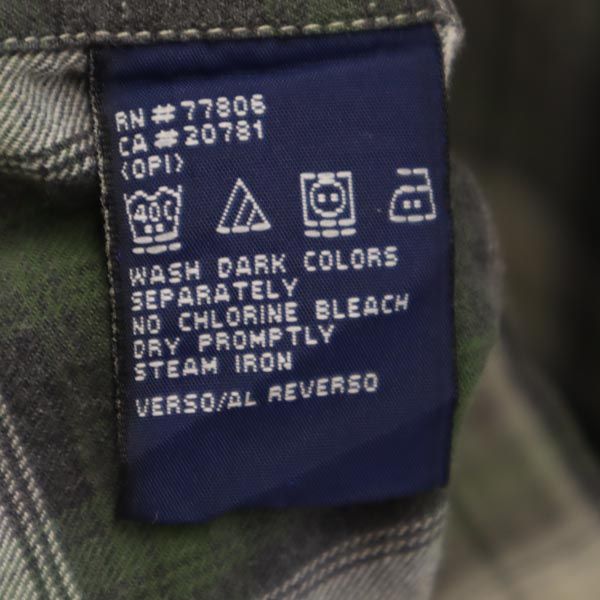 TOMMY HILFIGER トミーヒルフィガー 90s オールド フラッグタグ チェック柄 長袖 ボタンダウンシャツ M カーキ系 メンズ