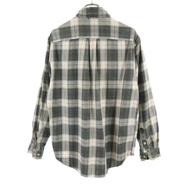 TOMMY HILFIGER トミーヒルフィガー 90s オールド フラッグタグ チェック柄 長袖 ボタンダウンシャツ M カーキ系 メンズ