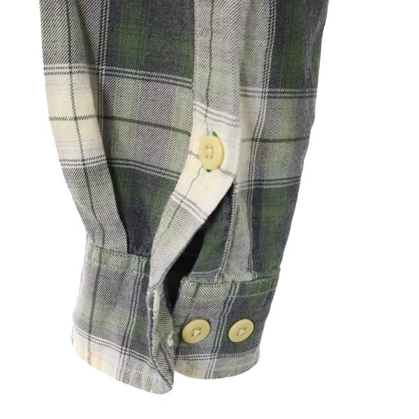 TOMMY HILFIGER トミーヒルフィガー 90s オールド フラッグタグ チェック柄 長袖 ボタンダウンシャツ M カーキ系 メンズ