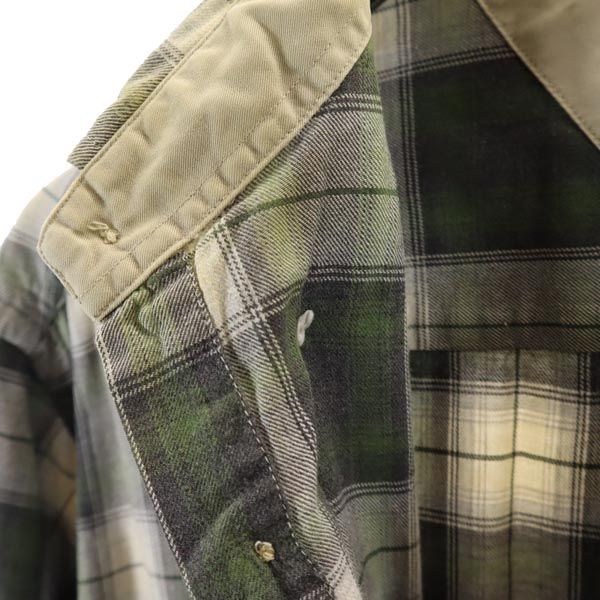 TOMMY HILFIGER トミーヒルフィガー 90s オールド フラッグタグ チェック柄 長袖 ボタンダウンシャツ M カーキ系 メンズ