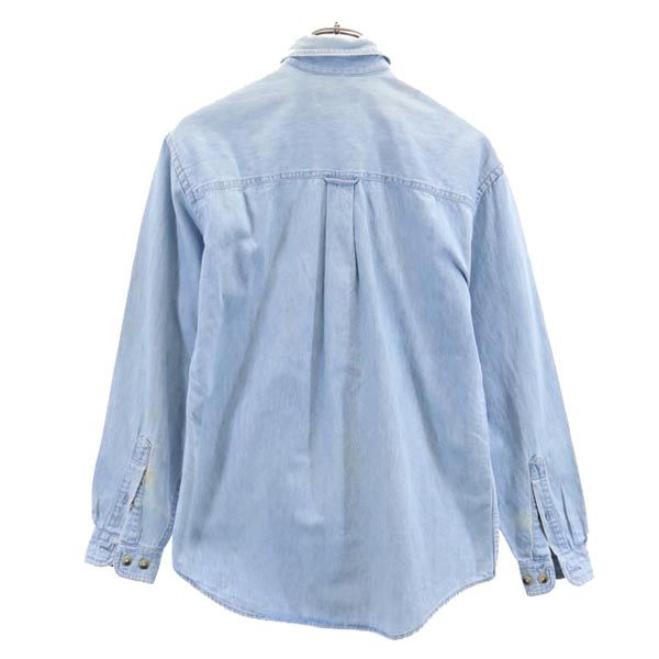 LANDS' END ランズエンド 90s オールド 長袖 デニムシャツ XS ブルー レディース