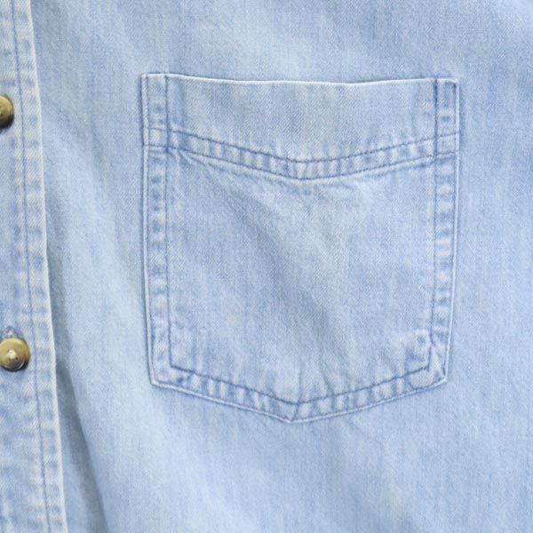 LANDS' END ランズエンド 90s オールド 長袖 デニムシャツ XS ブルー レディース