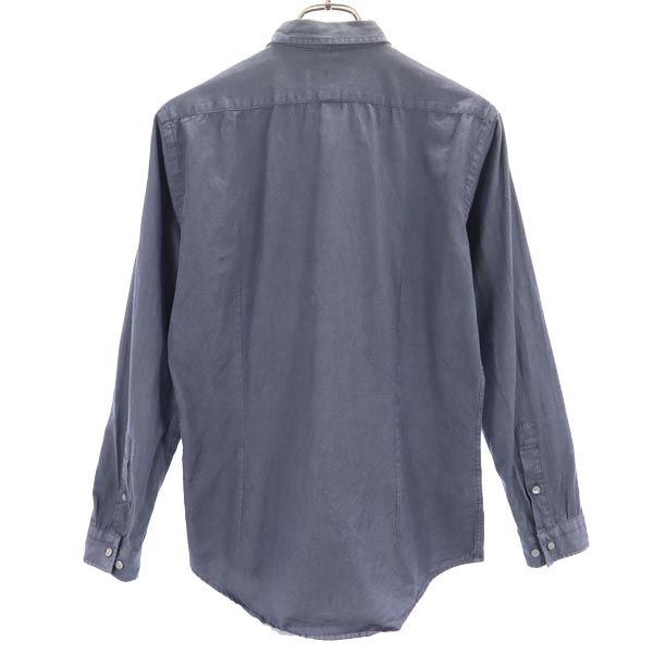 BURBERRY BLACK LABEL バーバリーブラックレーベル 三陽商会 長袖 シャンブレー プリーツ ボタンダウンシャツ 2 ネイビー レディース