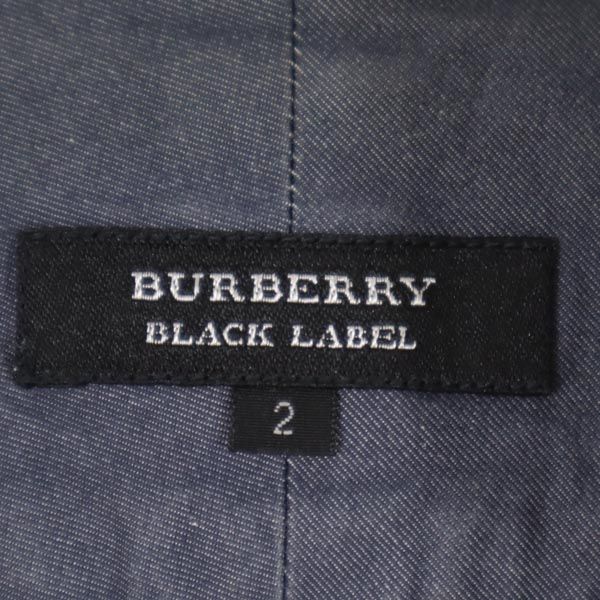 BURBERRY BLACK LABEL バーバリーブラックレーベル 三陽商会 長袖 シャンブレー プリーツ ボタンダウンシャツ 2 ネイビー レディース