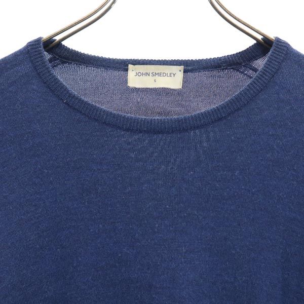 JOHN SMEDLEY ジョンスメドレー メリノウール100% 長袖 ニット S ネイビー セーター メンズ