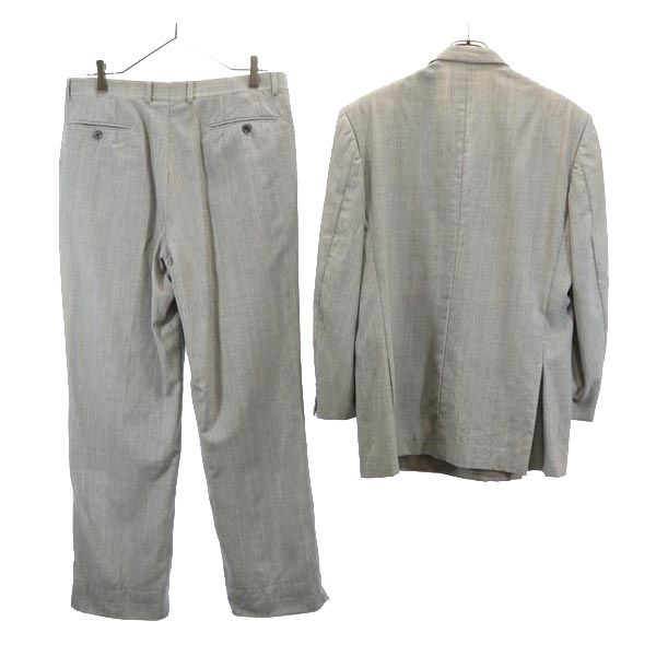 LANVIN ランバン ウール チェック柄 スーツ 上下 セットアップ R48-45 グレー ダブルボタン ジャケット ロングパンツ メンズ