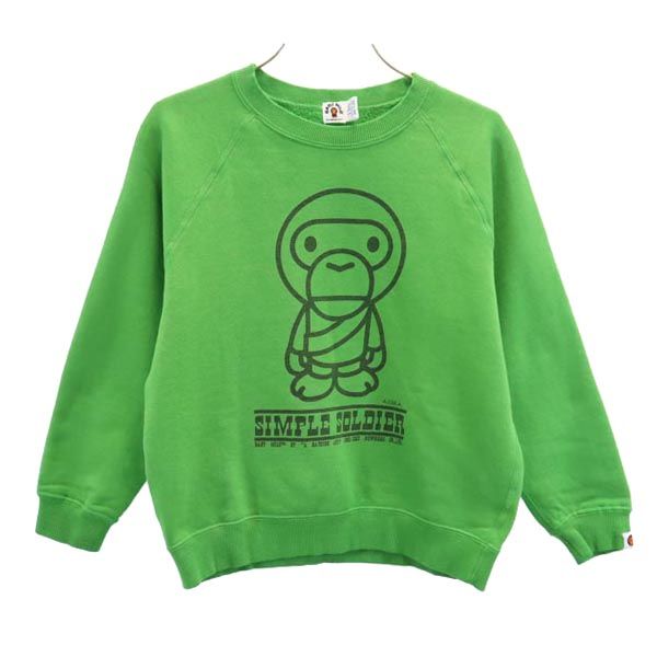 BABY MILO ベイビーマイロ 日本製 プリント 長袖 スウェット 130 グリーン A BATHING APEトレーナー キッズ