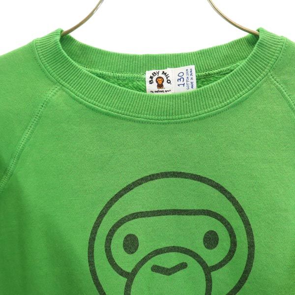 BABY MILO ベイビーマイロ 日本製 プリント 長袖 スウェット 130 グリーン A BATHING APEトレーナー キッズ