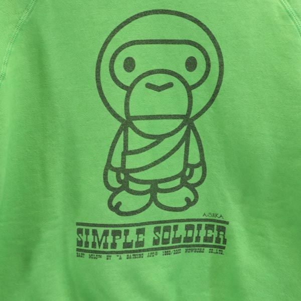 BABY MILO ベイビーマイロ 日本製 プリント 長袖 スウェット 130 グリーン A BATHING APEトレーナー キッズ