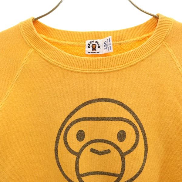 BABY MILO ベイビーマイロ 日本製 プリント 長袖 スウェット 130 オレンジ系 A BATHING APEトレーナー キッズ