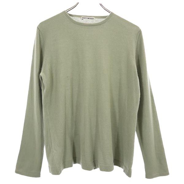 ISSEY MIYAKE イッセイミヤケ カシミヤ100% 長袖 ニット L モスグリーン セーター レディース