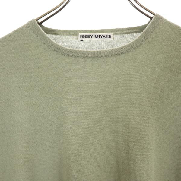 ISSEY MIYAKE イッセイミヤケ カシミヤ100% 長袖 ニット L モスグリーン セーター レディース