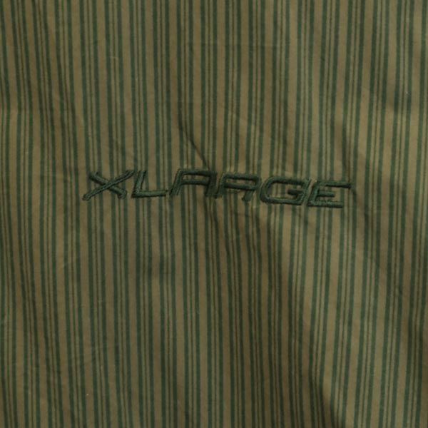 STARTER スターター ストライプ 長袖 プルオーバー シャツ M カーキ メンズ