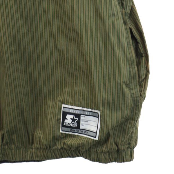 STARTER スターター ストライプ 長袖 プルオーバー シャツ M カーキ メンズ