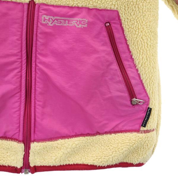 HYSTERIC ヒステリック 日本製 ボア フリースジャケット ベージュ×ピンク レディース
