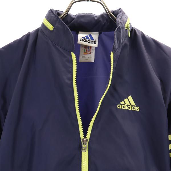 adidas アディダス ナイロンジャケット 140 ネイビー系 ロゴ刺繍 キッズ