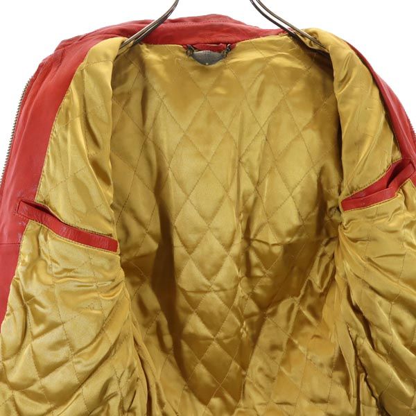 P.E.O.T.W AG ピーイーオーティーダブリューエージー 本革 レザー ライダースジャケット 44 オレンジ系 本皮 中綿 裏キルト メンズ