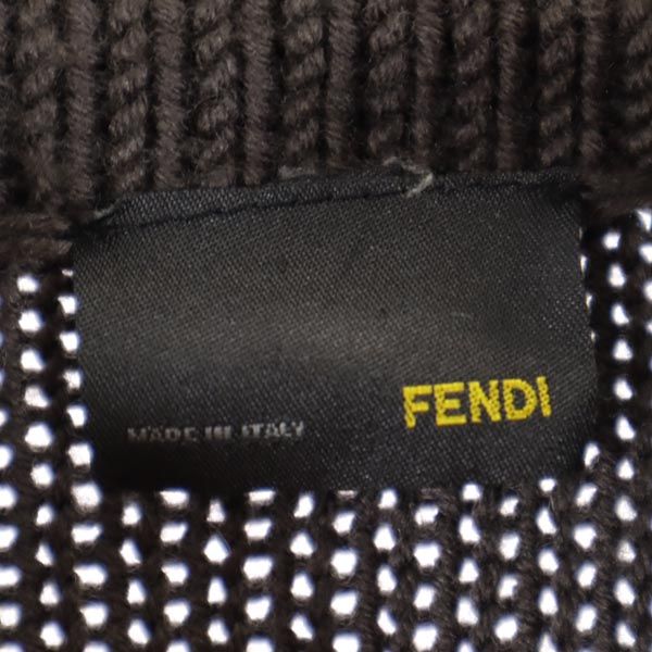 FENDI フェンディ イタリア製 長袖 Vネック ニット 40 ブラウン系 セーター レディース