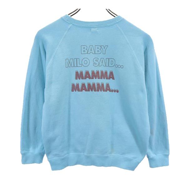 BABY MILO ベイビーマイロ 日本製 プリント 長袖 スウェット トレーナー 130 ブルー系 裏起毛 A BATHING APE キッズ