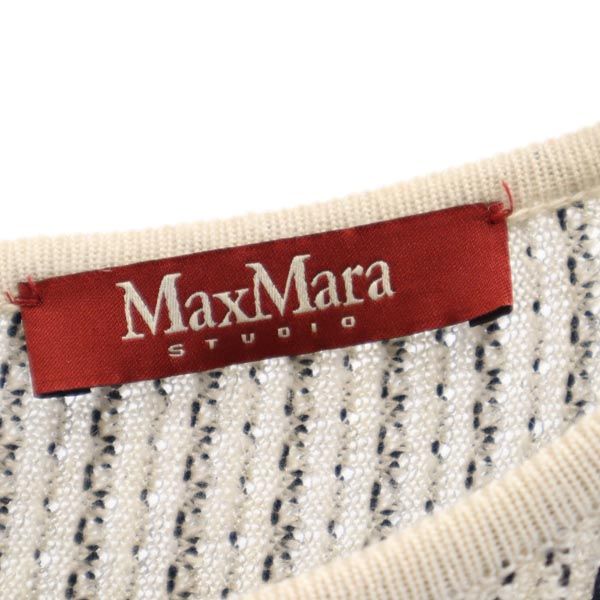MAX MARA マックスマーラ 総柄 7分袖 ニット チュニック 白系 レディース