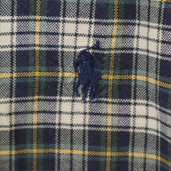 RALPH LAUREN ラルフローレン 刺繍 長袖 ボタンダウンシャツ 6 グリーン系 キッズ