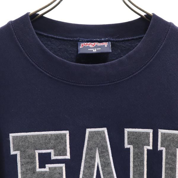 JANSPORTS ジャンスポーツ 90s USA製 オールド 長袖 スウェット トレーナー M ネイビー カレッジ 裏起毛 メンズ
