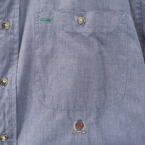 TOMMY HILFIGER トミーヒルフィガー 90s オールド 長袖 ボタンダウンシャツ M ネイビー系 メンズ