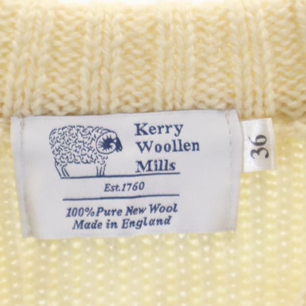 Kerry woollen mills ケリーウーレンミルズ イギリス製 長袖 ウール セーター 36 アイボリー ニット レディース