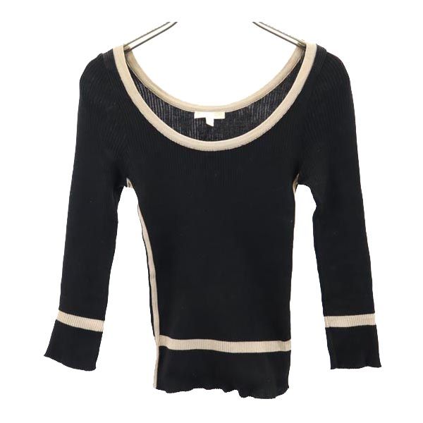 PAULE KA ポールカ 7分袖 リブニット カットソー S ブラック レディース