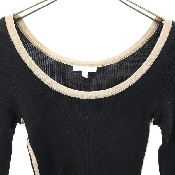 PAULE KA ポールカ 7分袖 リブニット カットソー S ブラック レディース