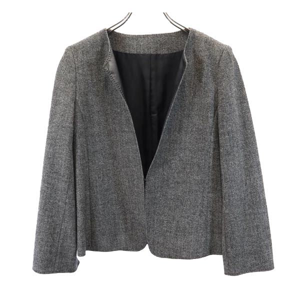 K.T KIYOKO TAKASE ケーティーキヨコタカセ 日本製 ウール ノーカラー ジャケット 9 グレー レディース
