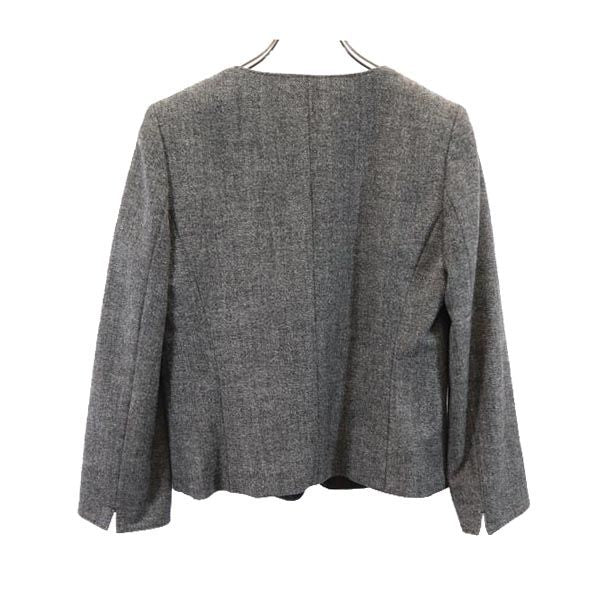 K.T KIYOKO TAKASE ケーティーキヨコタカセ 日本製 ウール ノーカラー ジャケット 9 グレー レディース