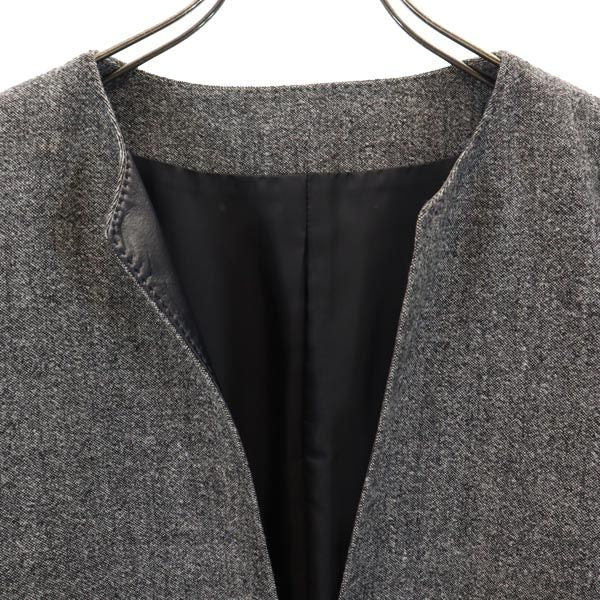 K.T KIYOKO TAKASE ケーティーキヨコタカセ 日本製 ウール ノーカラー ジャケット 9 グレー レディース