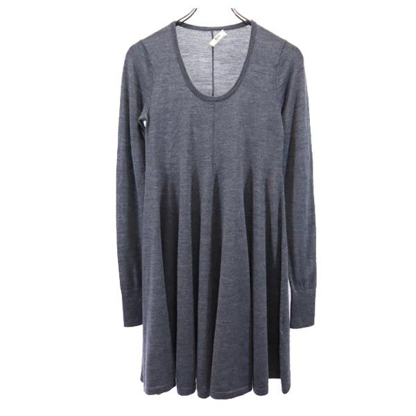 8100 エイティワンハンドレッド 長袖 ニット ワンピース S グレー系 レディース