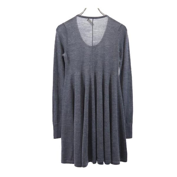 8100 エイティワンハンドレッド 長袖 ニット ワンピース S グレー系 レディース