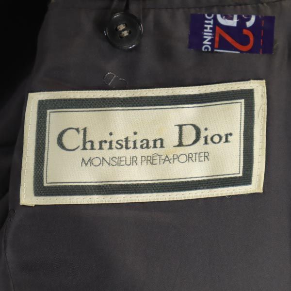 Christian Dior クリスチャンディオール ウール チェック柄 スーツ 上下 セットアップ YA-4(87-73-165) グレー系 テーパードジャケット メンズ