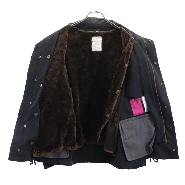 WACKO MARIA ワコマリア 日本製 バック 刺繍 ボアファーライナー付き ミリタリージャケット M ブラック系 メンズ