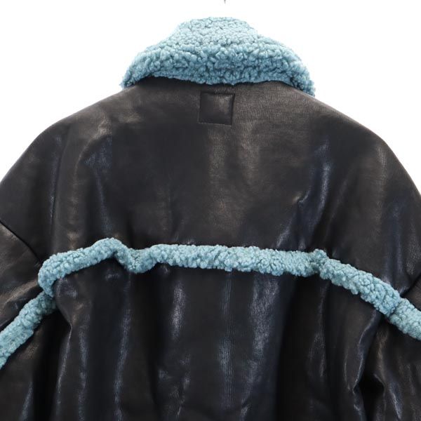 atmos アトモス Takatsuki Kanako コラボ 裏ボア フェイク レザージャケット M ブラック×ブルー TK2 レディース