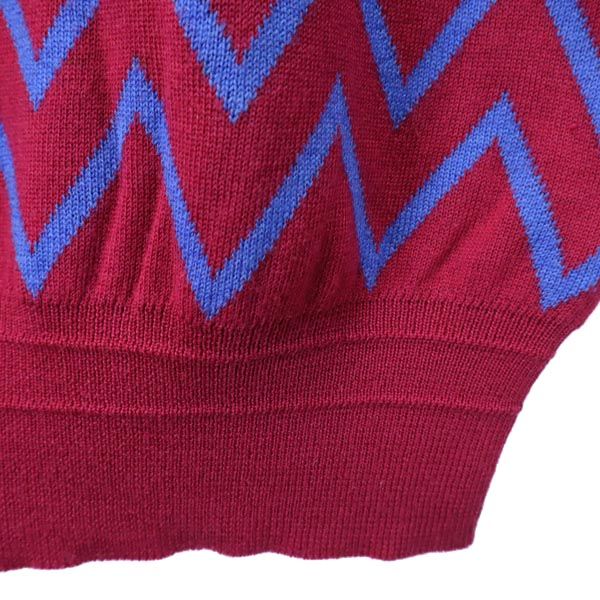 Gianni Versace ジャンニヴェルサーチ イタリア製 ウール 総柄 長袖 セーター 50 レッド系 ニット メンズ