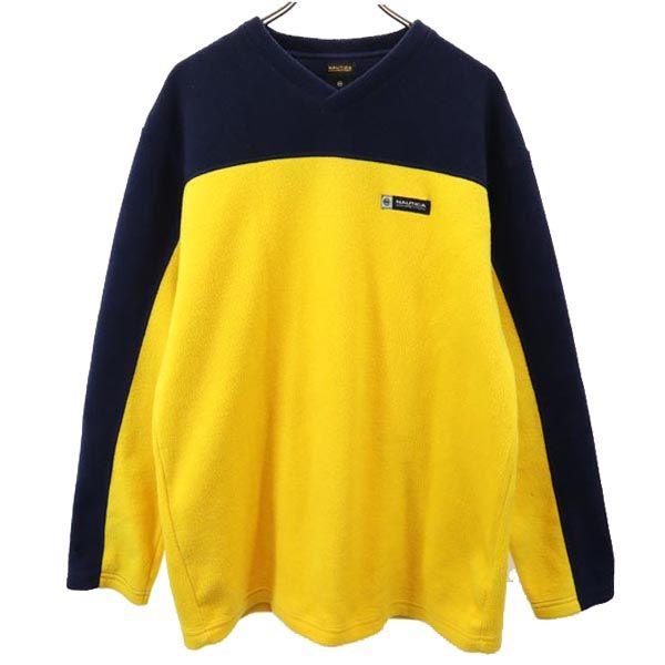 NAUTICA ノーティカ USA製 長袖 ボアフリース トレーナー M イエロー メンズ