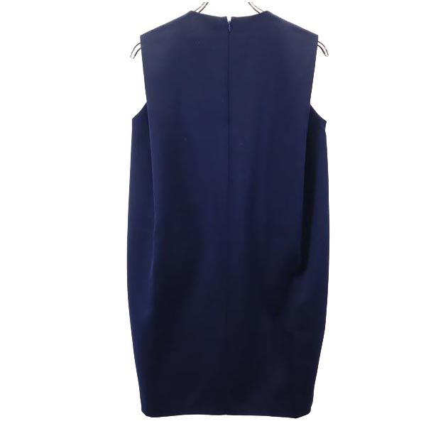 ENFOLD エンフォルド 日本製 ノースリーブ ワンピース 36 ネイビー系 バックジップ レディース