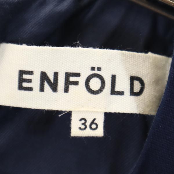 ENFOLD エンフォルド 日本製 ノースリーブ ワンピース 36 ネイビー系 バックジップ レディース