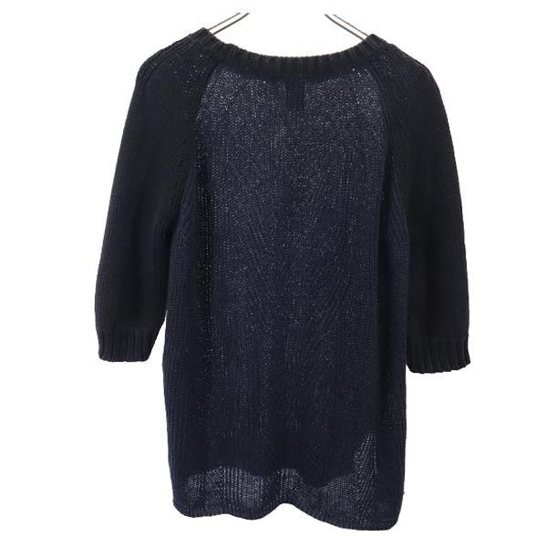 MARC BY MARC JACOBS マークバイマークジェイコブス 5分袖 リネンブレンド 切替 セーター XS ネイビー系 ニット レディース