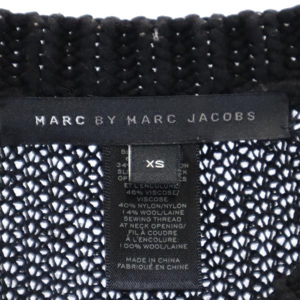 MARC BY MARC JACOBS マークバイマークジェイコブス 5分袖 リネンブレンド 切替 セーター XS ネイビー系 ニット レディース