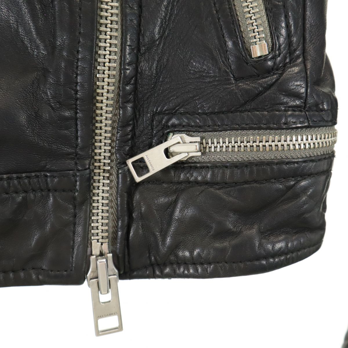 ALLSAINTS オールセインツ 羊革 レザー ダブルライダースジャケット 34 ブラック レディース