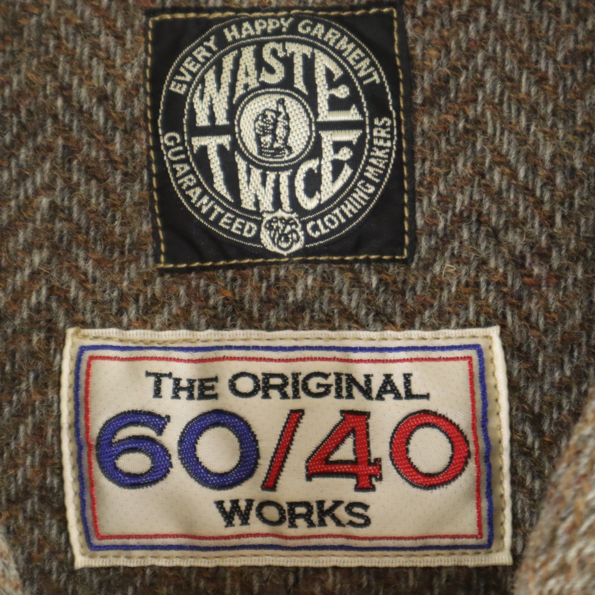 WASTE(TWICE) ウェストトゥワイス 60/40 ロクヨンクロス ツイード ハンティングジャケット 1 ベージュ メンズ