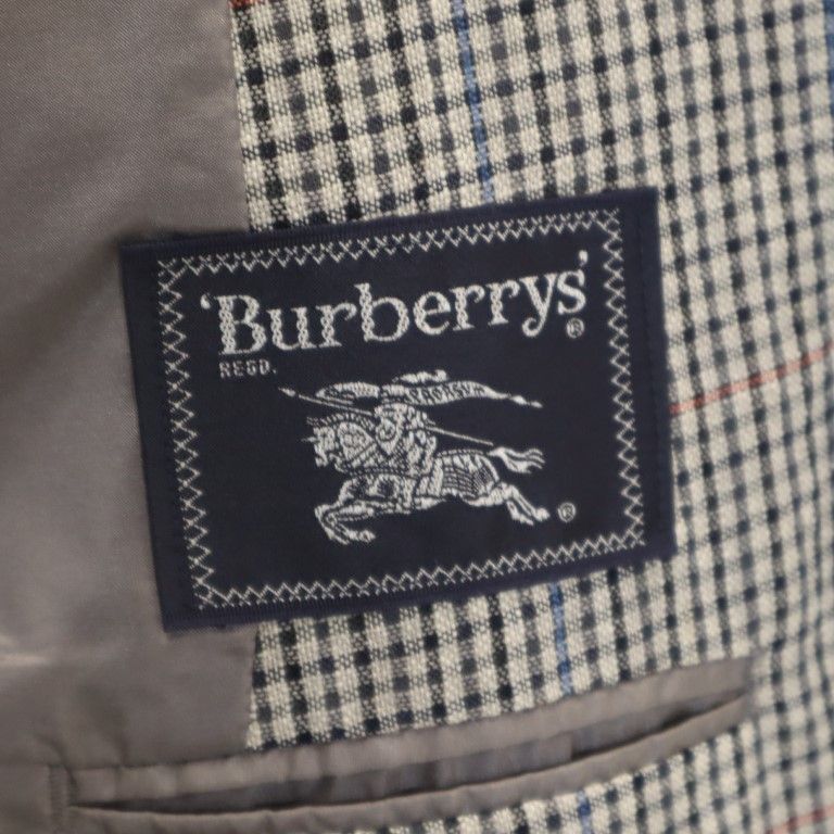 Burberrys バーバリーズ 三陽商会 日本製 チェック柄 リネンブレンド ウール テーラードジャケット 100-90-180 AB7 グレー系 メンズ